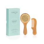 Natemia Wooden Baby Hair Brush and Teether Set for Newborns and Toddlers - Ideal for Cradle Cap