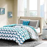 Intelligent Design Modern All Season Vibrant Color Bedding Set with Matching Sham, Decorative Pillow, Micro Fiber, Blue, Queen