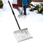 Snow Shovel for Driveway, 46 inches Aluminum Snow Pusher Shovel with D-Grip Handle Heavy Duty Metal Snow Shovels for Car Home Garage Garden