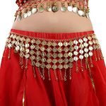 VRITRAZ Women's Belly Dance Tower Shape Metal Hip Scarf (Gold)