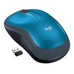 Logitech M185 Wireless Mouse, 2.4GHz with USB Mini Receiver, 12-Month Battery Life, 1000 DPI Optical Tracking, Ambidextrous, Compatible with PC, Mac, Laptop - Blue