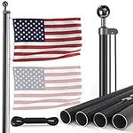 18FT Heavy Duty Flag Pole Kit for Outside – Tough US Steel Flag Poles for Outdoors in Ground All American Pole with 4x6 Embroidered Flag for Residential and Commercial – Made in USA by Rushmore