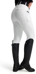 FitsT4 Sports Women's Horse Riding Pants Full Seat Equestrian Breeches High Waist Horseback Riding Tights with Pockets White Small