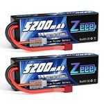 Zeee 2S Lipo Battery 5200mAh 7.4V 50C Hard case RC Battery with Deans T Plug for 1/8 and 1/10 RC Vehicles Car RC Buggy Truggy RC Airplane UAV Drone FPV (2 Pack)