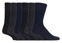 Gentle Grip Sock Shop 6 Pairs Mens Loose Soft Top Non Elastic Bamboo Socks (6-11 UK, SOMRM02)