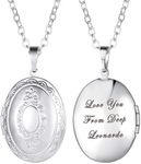 U7 Customized Locket Necklace That Holds Picture Memorial Gift Oval Shaped Flower Pattern Platinum Plated Photo Lockets Pendant