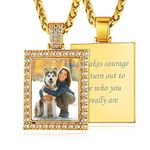 Boys Photo Necklace Custom Engraving Dog Tag Pendant Gifts for Men Boyfriend Husband Father