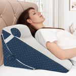 WENRENER Bed Wedge Pillow for Sleeping, Adjustable 7 &12 Inch Foam Wedge Pillow for Post Surgery, Elevated Triangle Pillow for Acid Reflux, Back Pain Relief, Leg Support, 3pack