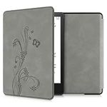 kwmobile Case Compatible with Amazon Kindle Paperwhite 11 Generation 2021 Case - Cover for Kindle Paperwhite Case w/Magnet - Butterfly Tendril Grey