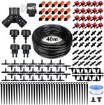 132FT Greenhouse Micro Drip Irrigation Kit, 163PCS Garden Automatic Watering System with 1/4” Blank Distribution Tubing Hose Adjustable Nozzle Emitters Sprinkler for Garden Landscape Flower Bed Patio