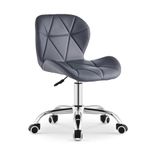 OFCASA Swivel Desk Chair Grey Faux Leather 360° Adjustable Padded Ergonomic PC Computer Chair Study Office Chair with Chrome Base and Wheels for Home Office Bedroom