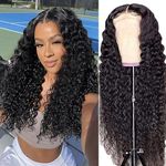 Brazilian Deep Wave Curly Lace Front Wig Glueless Lace Closure Human Hair Wigs For Black Women Pre Plucked with Baby Hair Lace Front Wig 10A Unprocessed Brazilian Human Hair 4x4 Lace Front Wig 12 Inch