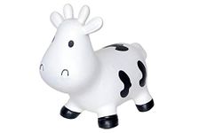 NPV Group LLC White Cow Bounce & Ride-on Inflatable Hopper Toddler Toy, with Pump