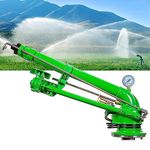 PARFCO Impulse Impact Sprinkler with Pressure Gauge, 2" Agricultural Turbine Vortex Rod Water Sprayer, 28-57m Water Range, 360° Rotary Watering Sprinklers for Farm Lawn Garden Irrigation