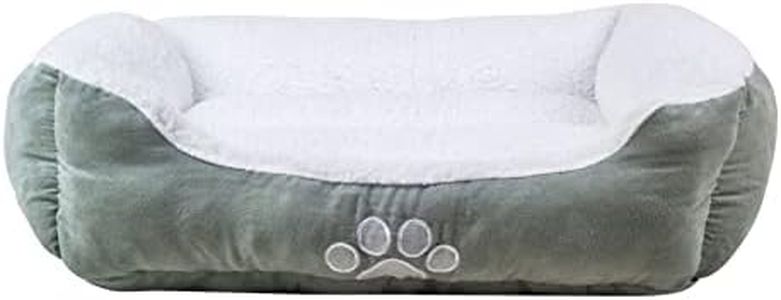 HappyCare Textiles Rectangle Pets Bed with Dog Paw Embroidery, Turquoise