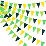 30 Ft Yellow Green Party Decorations Hanging Paper Triangle Flag Pennant Banner Bunting Garland for Bachelorette Engagement Birthday Wedding Baby Bridal Shower Anniversary Garden Tea Party Supplies