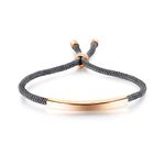 Rockyu Bracelet, Men's, Women's, Pink Gold, Silver, Plate Wristband, Pair Bracelet, Couples, Hypoallergenic, Stainless Steel Bracelet, Stylish, Cord Chain Bracelet, Adjustable Size, Anniversary, Lover, Fashion, Present, Sold Individually, Pink Gold, Titanium, No Gemstone