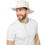 Thingimijigs Men's Cotton Wide Brimmed Safari Bush Hat Sun Hat - Natural M/L