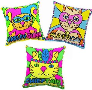 THE MIMI'S 100% Catnip Filled Cat Toys Cartoon Square Pillow Kitten Cat Bite Toy Pet -3 Packs