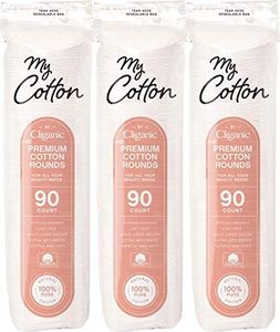 My Cotton Premium Cotton Rounds for Face (3 Pack) | Makeup Remover Pads, Hypoallergenic, Lint-Free | 100% Pure Cotton