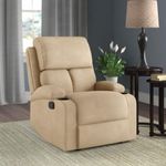 Torque - Fabio 1 Seater Fabric Manual Recliner | Recliner Chair for Living Room, Bedroom, Office (Beige) | 1 Year Warranty