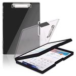 oddpod™ Heavy-Duty A4 Side-Opening Clip Pad with Clear Visible Top Panel/Clipboard with Dual Storage Case for Paper and Document Storage 1246 (Black)