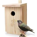 Nesting Box for Starlings & Coloured Woodpeckers - Bird Box, Nest Box, Solid Wood Untreated Weatherproof, Bird Nesting Box with 45mm Entrance Hole