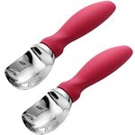 Spring Chef Ice Cream Scoop with Soft Grip Handle, Professional Heavy Duty Sturdy Scooper, Premium Kitchen Tool for Cookie Dough, Gelato, Sorbet, Pink, 2 Pack