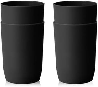 Plastic Cups Reusable Unbreakable Tumblers, Set of 4 Travel Mugs, Mouthwash Bathroom Cup Stackable, Plastic Water Cup 280ml for Adults Kids, Dishwasher & Microwave Safe (Black)