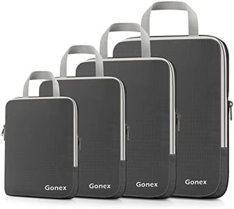 Gonex Organizer Valigie 4 Pezzi Set, Stoccaggio di Borse per Imballaggio Portatili per l'abbigliamento Cosmetico Cubi Espandibili, Packing Cube Set Viaggio Organizer, Grigio