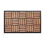 Coco & Coir Door Mat Indoor/Outdoor | 100% Natural Coir Weather Resistant Eco-friendly Entrance Mat (Shortbread)