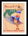 Tallenge - Visit Brazil - Vintage Travel Airlines Poster - Small Framed Poster(Paper,12x17 inches, Multicolour)