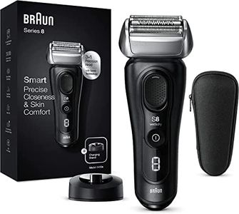 Braun Series 8 Men's Razor with 3+1 Shaving Head, Electric Shaver & Trimmer for Precision, Sonic Technology & 40° Head with Contour Adjustment, Wet & Dry, 8410s, Black