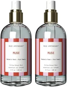 Muse Apothecary Pillow Ritual - Aromatic, Calming and Relaxing Pillow Mist, Linen and Fabric Spray, Infused with Natural Essential Oils - Great Valentine's Day Gift - 8 oz, Mandarin Rosè + Pink Pomelo