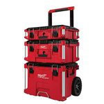 Milwaukee 22 in. Packout Rolling Modular Tool Box Stackable Storage System, Designed for Harsh Jobsite Conditions, Weather Sealed, 250 Lbs. Capacity with Metal Reinforced Corners and Locking Points