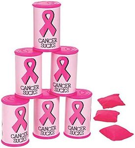 Fun Express Pink Ribbon Can Bean Bag Toss Game - Toys - 9 Pieces