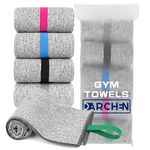 DARCHEN [5 Pack] Gym Towels Accessories for Men, Quick Dry Sweat Towel for Workout Tennis Sports Exercise, Microfiber Silver Ion Towels Compact & Absorbent