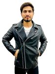 MCLEIN | BEST FAUX LEATHER BIKER JACKET FOR MENS (BLACK) (EXTRA LARGE)