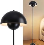 Modern Floor Lamp for Living Room, Industrial Tall Standing Lamp for Bedroom, Metal Shade Reflecting Light Reading Floor Lamp for Office, Nursery Room, Corner(Black)