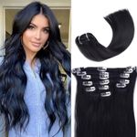 Clip in Hair Extensions Real Human Hair 10 Pcs 18 Inch 100g Straight Premium Soft Natural Look Jet Black Hair Extensions Durable Weft Weave Bundles Tangle-Free Remy Hair Extensions for Women