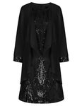 Women's Club Night Out Dresses Party Cocktail Dress + Blouse Two-Piece Set 50s Vintage Sparking Sequin Cocktail Dress Black L