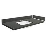 Transolid VT27.5x22-1KU-4R-A-W-8 27.5 in. D Quartz Vanity Top with 8 in. Widespread and Rectangular Undermount Sink, Urban Grey