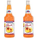 Manama Peach Fruit Syrup | Mixer for Mocktails, Cocktails, Drinks, Juices, Beverages | Non Alcoholic Mix 750ML Bottle (Pack of 2)