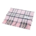 Edinburgh 100% Lambswool Scottish Tartan Multicolour Ladies Scarf and Shawl Wrap Wool Winter Warm Long Large Soft Ladies Thick Scarves (Thomson Pale Pink)