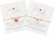 Smilebelle Friendship Bracelets for 2 Gold Bracelets, Best Friend Bracelets Gifts for Her, 14K Gold Plated Red/White Hearts 2 Pcs Matching Bracelets for Sisters, Bestie Gifts for Friends Jewelry