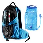 Axor Oasis Hydration Backpack with 2L Water Bladder, Leakproof Hydration Pack, Lightweight & Breathable with Storage Compartments, Adjustable Straps for Cycling & Riding – Black Blue