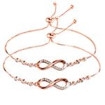 SwirlColor 2 Infinity Bracelets Rose Gold Adjustable Friendship Bracelets Special Friendship Gifts for Women Girls Friends Sisters