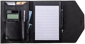 Case-it Tycoon Mini Padfolio Portfolio with Letter Size Writing Pad, Tri Fold Snap Closure, Black (PAD-37-MI)