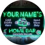 ADVPRO Personalized Your Name Custom Home Bar Beer Established Year Dual Color LED Neon Sign White & Green 300mm x 210mm st6s32-p1-tm-wg