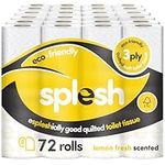 Splesh by Cusheen 3-ply Toilet Roll - Lemon Fragrance (72 Pack) Soft, Quilted Bulk Toilet Rolls, Toilet Tissue and Loo Rolls – Eco-Friendly Toilet Paper Sustainably Crafted in The UK